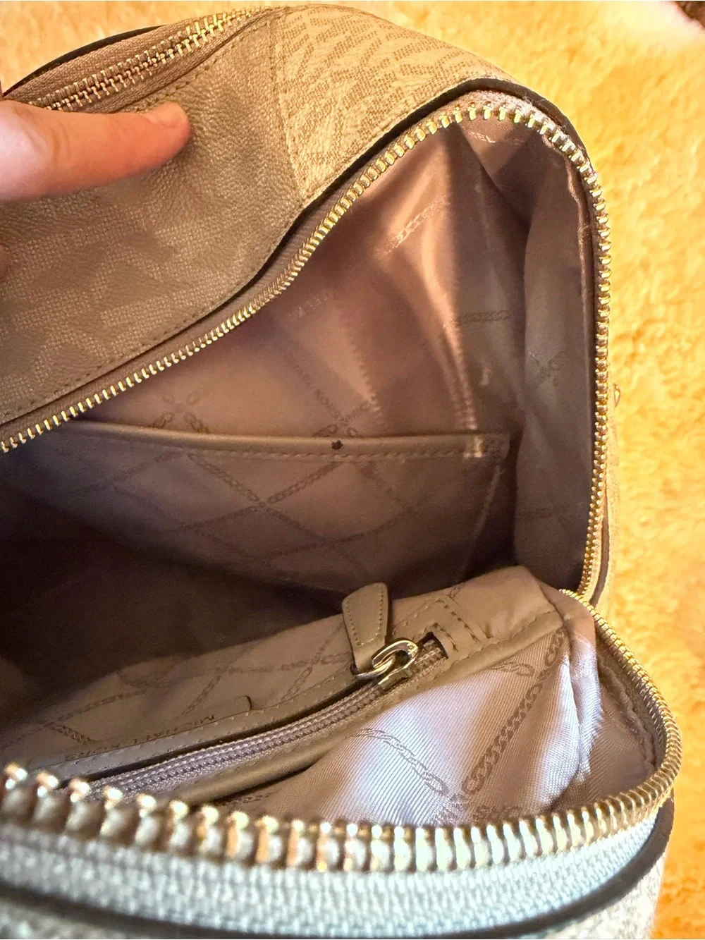 MICHAEL KORS Two Toned Gray RHEA Large Logo Backpack - used once